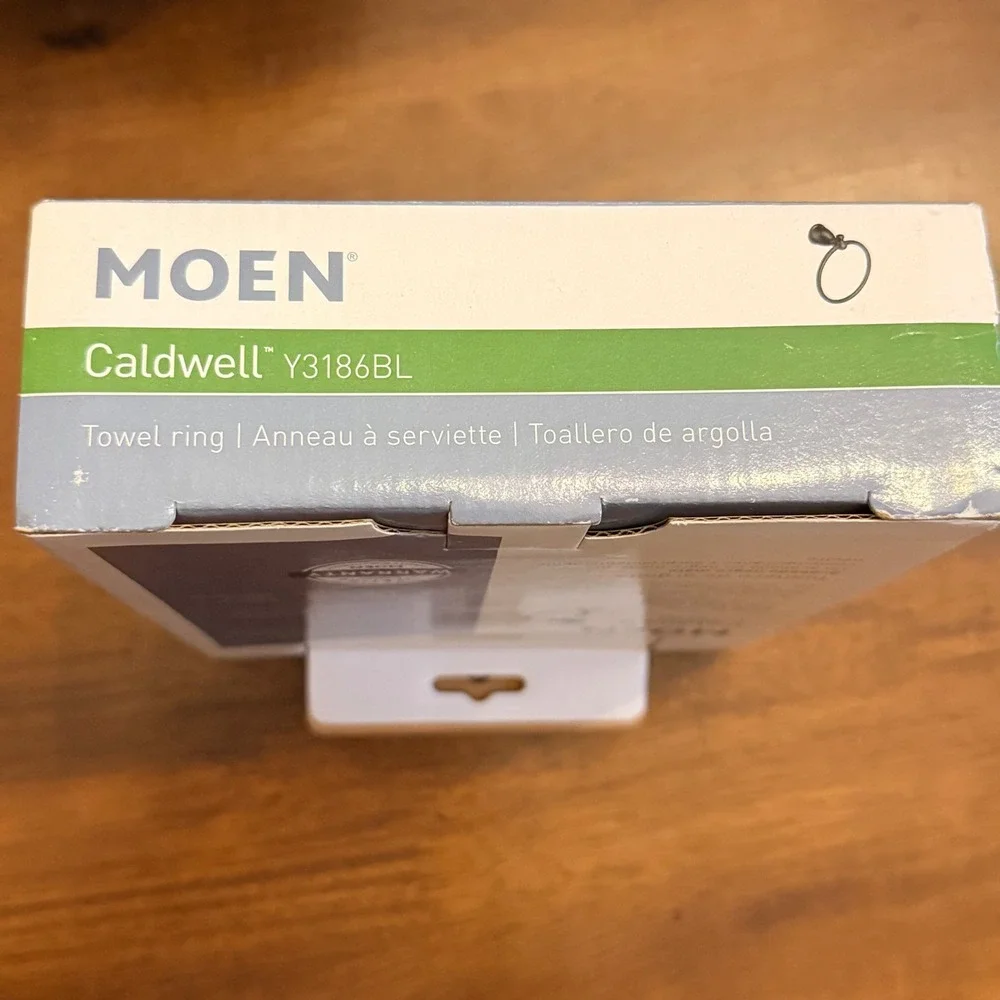 Moen Caldwell Towel Ring Matte Black Y3186BL Bathroom Hardware New Box Damage